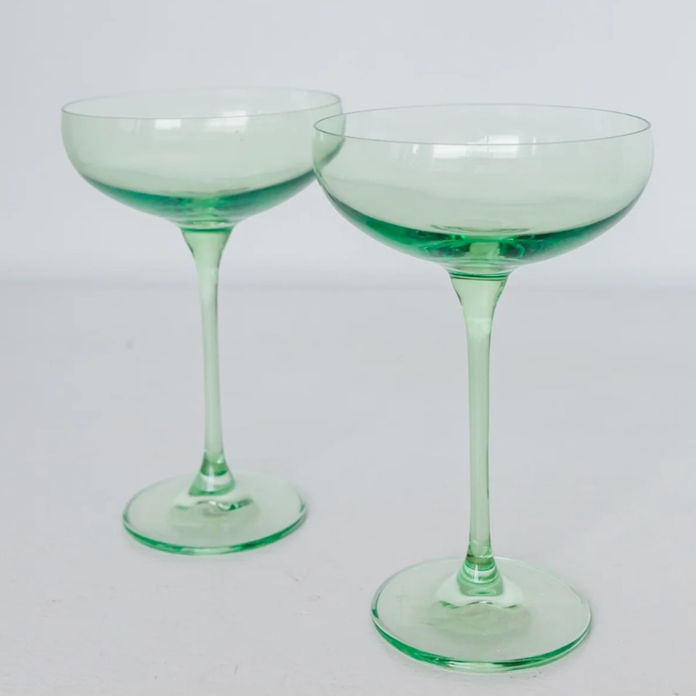 ESTELLE COLORED CHAMPAGNE COUPE STEMWARE - SET OF 2 {MINT GREEN}